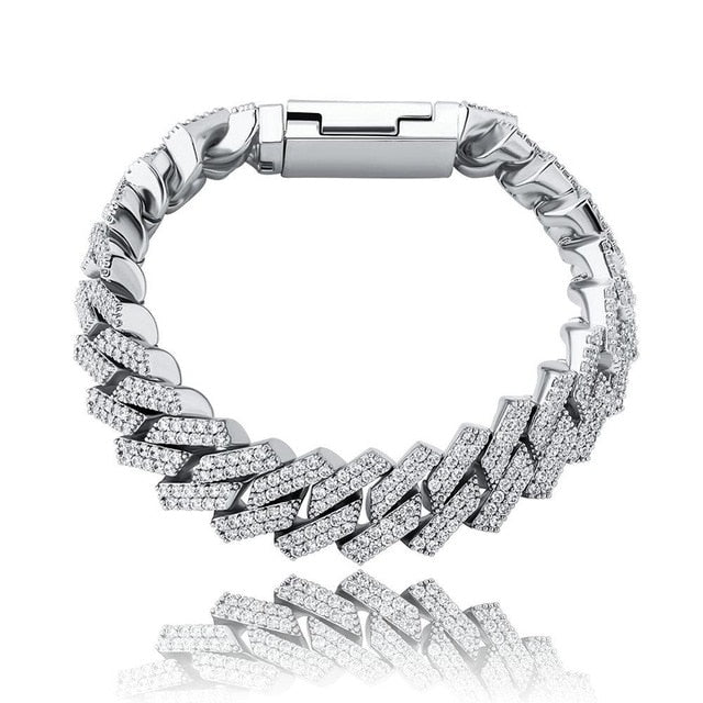 14mm Flooded Ice High Quality Micro Pave AAA Stone Close Cut Cuban Hip Hop Bracelet