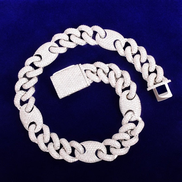 Big Dogs 18mm Street Rock Flooded Ice AAA Stone Designer Cuban Link Hip Hop Chains