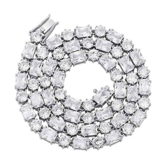 Ladies Bling 6mm Choker Style Round Princess Cut Handset Stone Chain Necklace