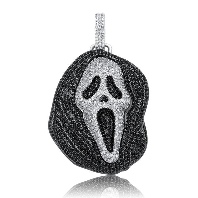 New Fashion Flooded Ice Dead Zone Scream Mask Hip Hop Pendant Chain Necklace