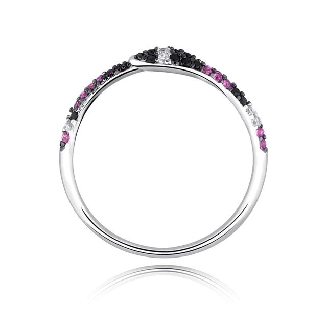 18k White Gold Over 925 Sterling Silver Iced Snake Crystal Circle Ring