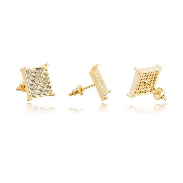 The Show | Flooded Ice 12mm Square Cut Micro Pave Set Classic Hip Hop Earrings