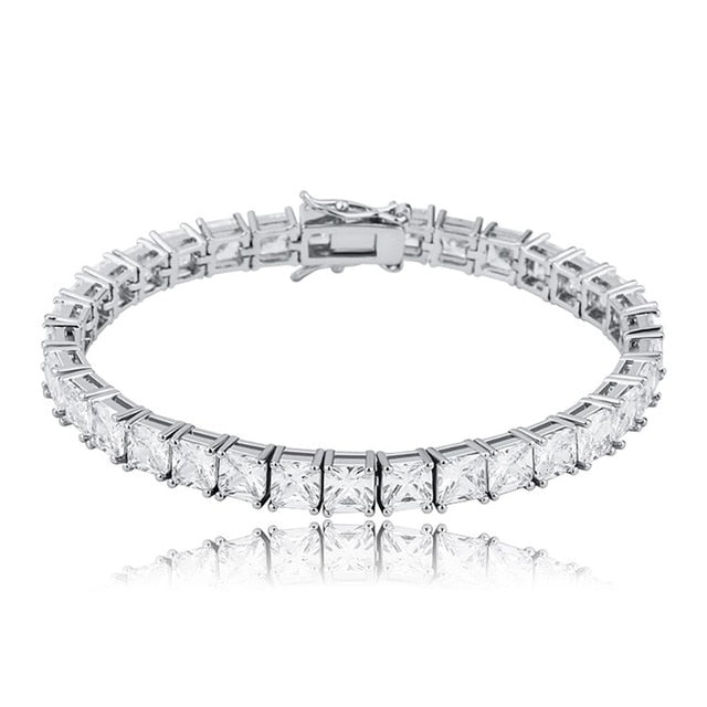 Flooded Ice 6mm Baguette Princess Cut 14k Gold 925 Silver Rose Gold Hip Hop Bracelet