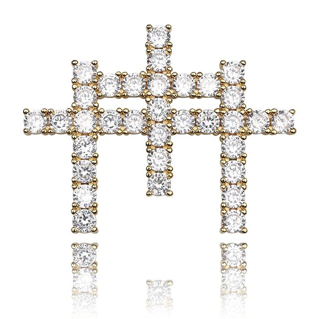 Hip Hop Flooded Ice 14k Gold 925 Silver Rose Gold AAA Stone Gunna Cross Pendant