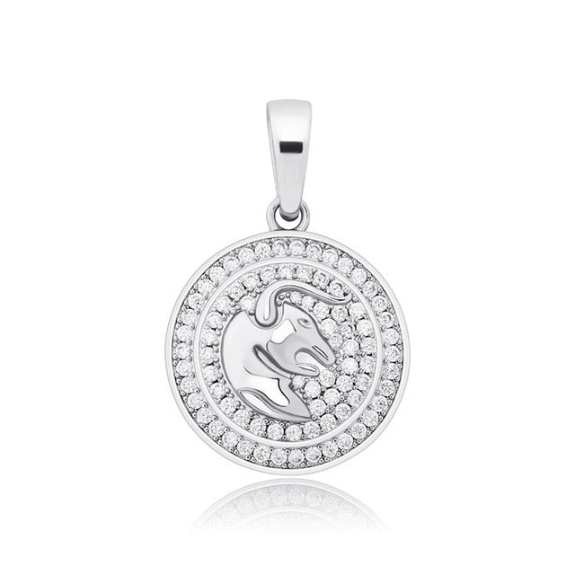 14k Gold Rose Gold .925 Silver Constellations Astrology Simulate Diamond Bling Pendants