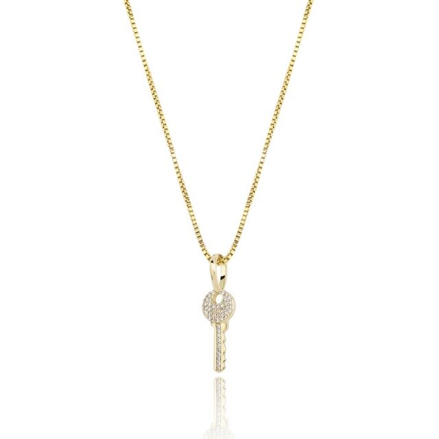 Ladies 925 Sterling Silver Souls Key Pendant Iced Chain Necklace