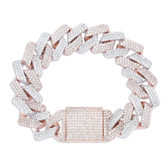 True Micro Paved Flooded Ice Big Box Clasp 20mm Miami Cuban Link Hip Hop Bracelets