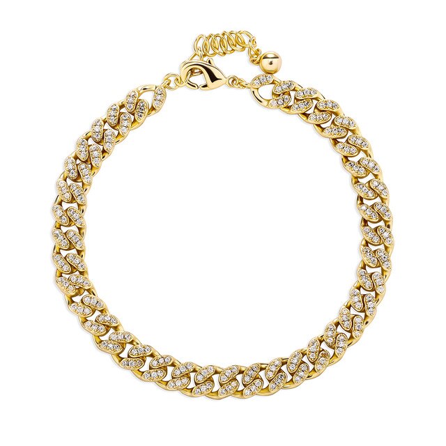 5mm Bling Cluster Stone 4 Prong Set High Quality Cuban Link Chain Bracelet