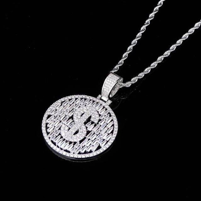 Drip Baguette Big Boy Money Dollar Sign Hip Hop Pendant Chain Necklace