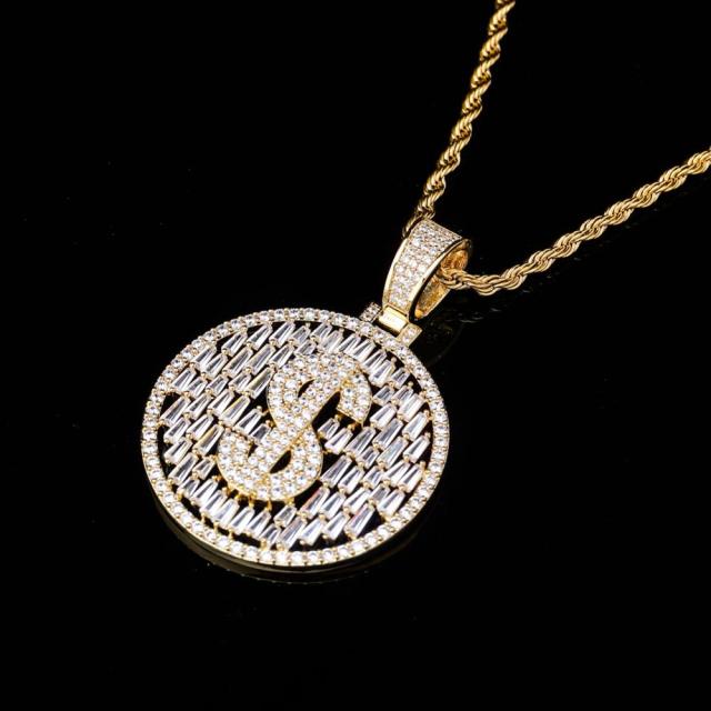 Drip Baguette Big Boy Money Dollar Sign Hip Hop Pendant Chain Necklace