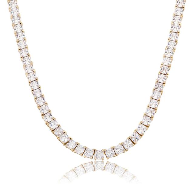 6mm Flooded Ice Princess Cut Square Choker Chain Necklace