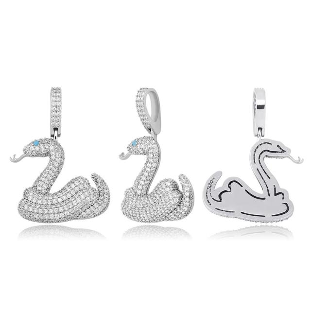 AAA True Micro Pave Coiled Snake Hip Hop Pendant Chain Necklace