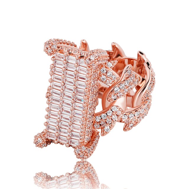 Ultra Ice Baguette Crown of Thorns Hip Hop Rings