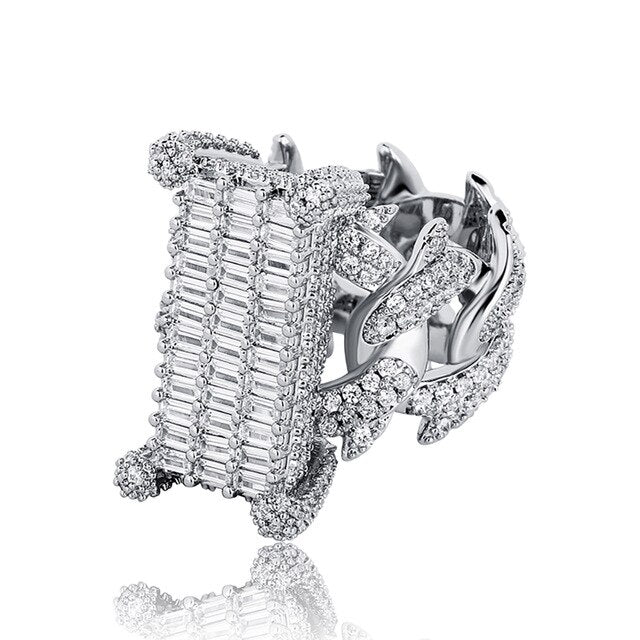 Ultra Ice Baguette Crown of Thorns Hip Hop Rings