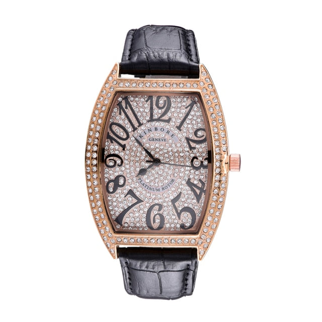 Mens Luxury Waterproof Leather Band Irregular Shape Fashion Hip Hop Watches