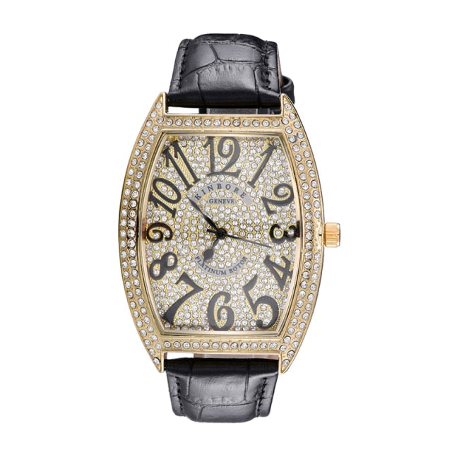 Mens Luxury Waterproof Leather Band Irregular Shape Fashion Hip Hop Watches