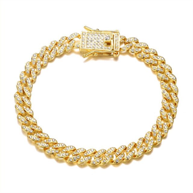 Keep It Classic 8MM Miami Cuban Link AAA Prong Set 14k Gold 925 Silver Rose Gold Bling Bracelet