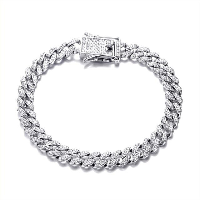 Keep It Classic 8MM Miami Cuban Link AAA Prong Set 14k Gold 925 Silver Rose Gold Bling Bracelet