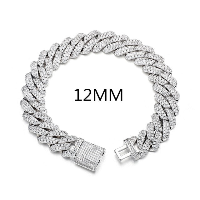 Designer Hip Hop 10MM 12MM 14MM 2 Row Cuban Link AAA Paved Set Big Boy Bracelet