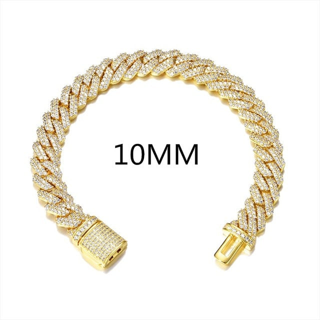 Designer Hip Hop 10MM 12MM 14MM 2 Row Cuban Link AAA Paved Set Big Boy Bracelet