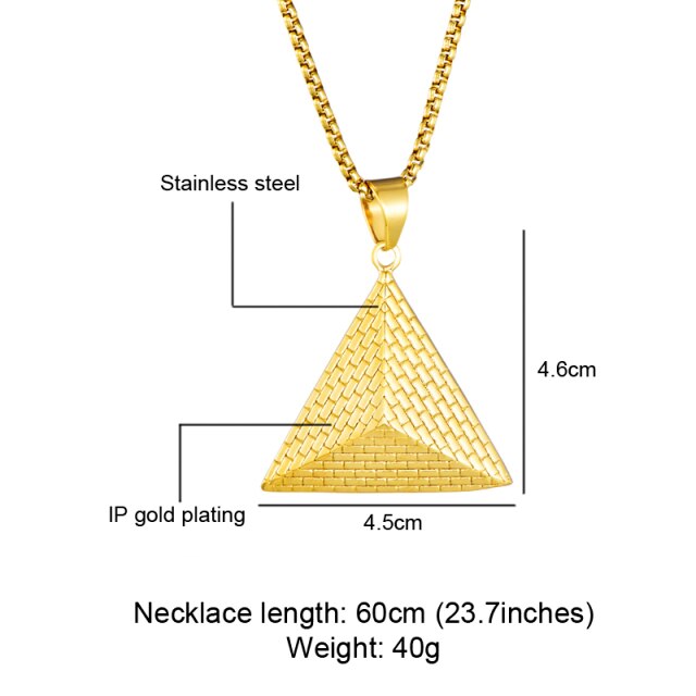 14k Gold over Stainless Steel African Pharaoh Pyramid Hip Hop Pendant