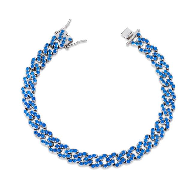 8mm Miami Cuban Link Classic Hip Hop 14k Gold 925 Silver Flooded Ice Bracelet