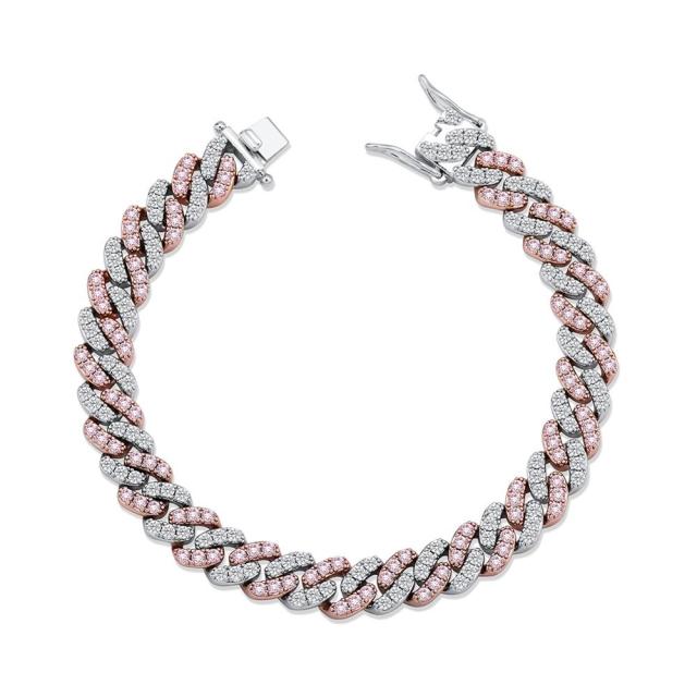 8mm Miami Cuban Link Classic Hip Hop 14k Gold 925 Silver Flooded Ice Bracelet