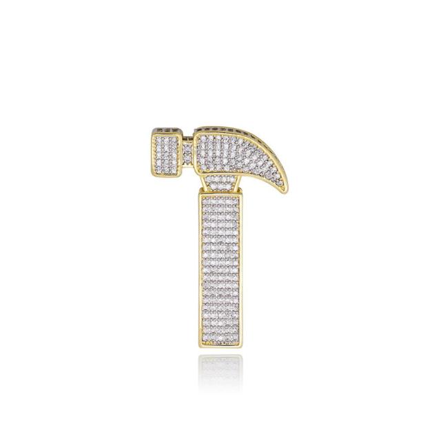 Flooded Ice True AAA+ Micro Pave 14k Gold Bling Hammer Hip Hop Pendant