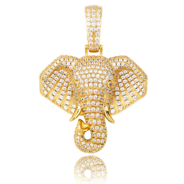 True Micro Pave Elephant Symbol of Peace 18k White Yellow Gold Hip Hop Pendants