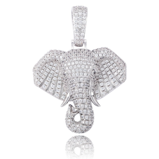 True Micro Pave Elephant Symbol of Peace 18k White Yellow Gold Hip Hop Pendants
