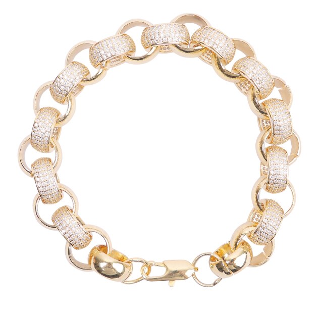 Flooded Ice 18k Gold .925 Silver 10mm Open Rolo Link Hip Hop Street Wear Bracelet