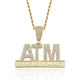 Mens 18k White Yellow Gold ATM Addicted To Money Micro Pave Flooded Ice Pendant Chain
