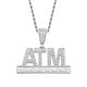 Mens 18k White Yellow Gold ATM Addicted To Money Micro Pave Flooded Ice Pendant Chain
