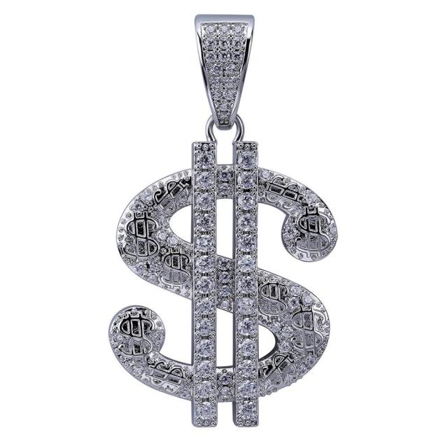 Mens Solid Big Dollar 14k Gold 925 Silver Street Wear Hip Hop Chain Necklace