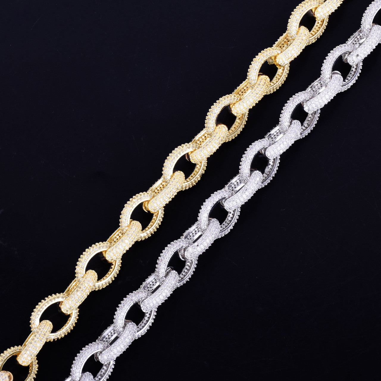 24k Gold .925 Silver 12mm AAA Flooded Iced Micro Pave Big Dog Heavy Hip Hop Chain Neckalce