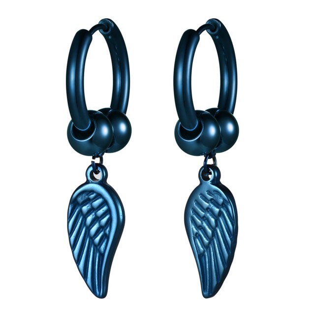 14k Rose Gold Rainbow Color Angel Wings Huggie Style Hoop Stainless Steel High Fashion Earrings