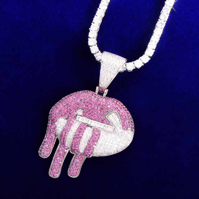 My Lip Are Sealed Sexy Drooling Lips Zipper 5A Micro Pave Drip Pendant Chain Necklace