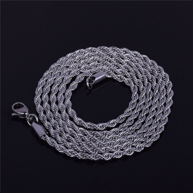 14k Over Solid Stainless Steel Hip Hop Casual Fashion Rope Link Chain Necklace