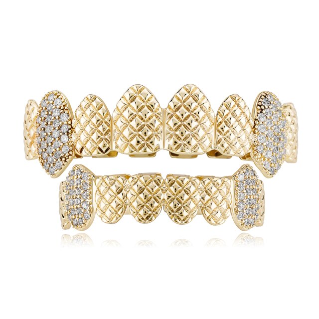 New Flooded Ice Diamond Cut Hip Hop K9 Vampire Tooth Hip Hop Iced Out Teeth Grillz