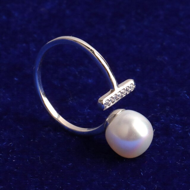 Ladies Street Wear Casual Adjustable Pearl Ring