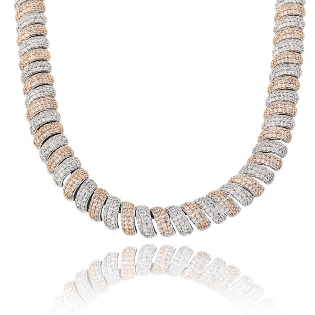 New 14mm Flooded Ice 5A Stone Hip Hop Twisted White Yellow Gold Torque Chain Necklace