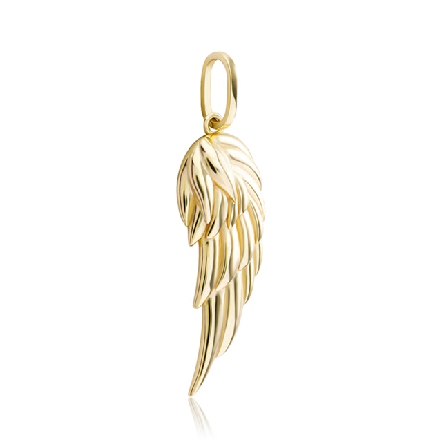 Ladies Single Angel Wing Solid 925 Sterling over over Yellow Rose Gold Bling Pendant Necklace