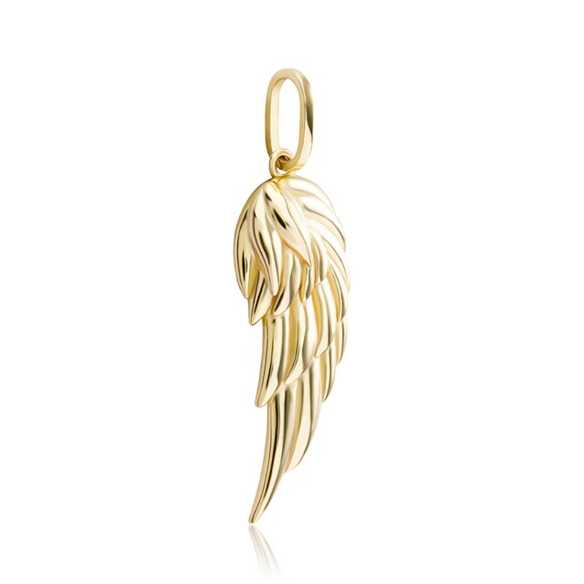 Ladies Single Angel Wing Solid 925 Sterling over over Yellow Rose Gold Bling Pendant Necklace