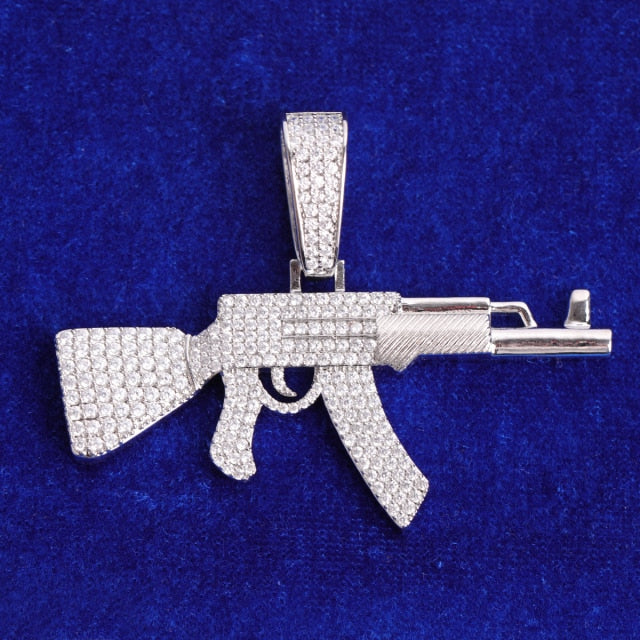 Chopper City | Flooded Ice VVS Diamond CZ Ak 47 Hip Hop Pendant Chain Necklace