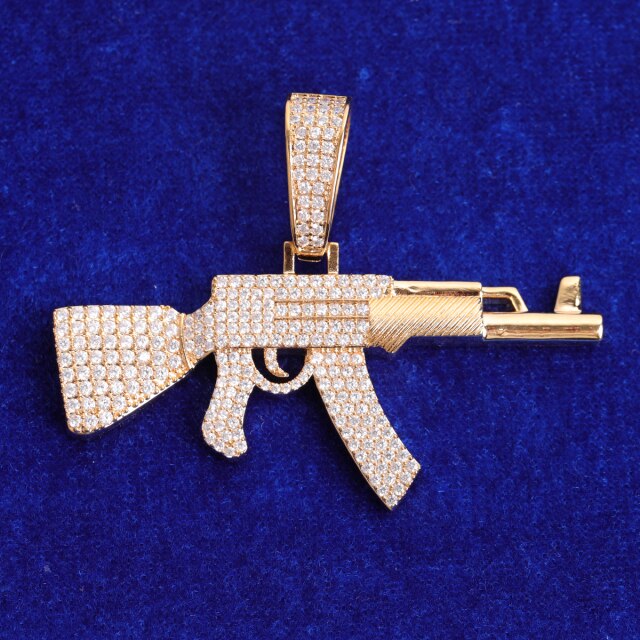 Chopper City | Flooded Ice VVS Diamond CZ Ak 47 Hip Hop Pendant Chain Necklace