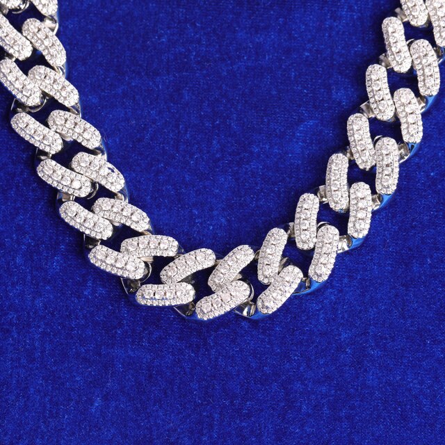 18mm Yellow White Gold Thick Cut Crushed Iced Buckle Miami Cuban Link Chain Necklace