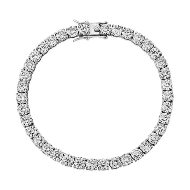 Moissanite Genuine Lab Diamond 925 Sterling Silver 3mm-5mm Round Cut Tennis Bracelet