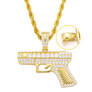 Golden Gunner | 925 Sterling Silver over 18k Gold 380 Pistol Hip Hip Pendant