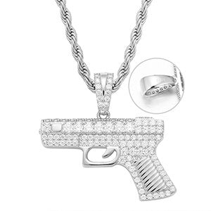 Golden Gunner | 925 Sterling Silver over 18k Gold 380 Pistol Hip Hip Pendant