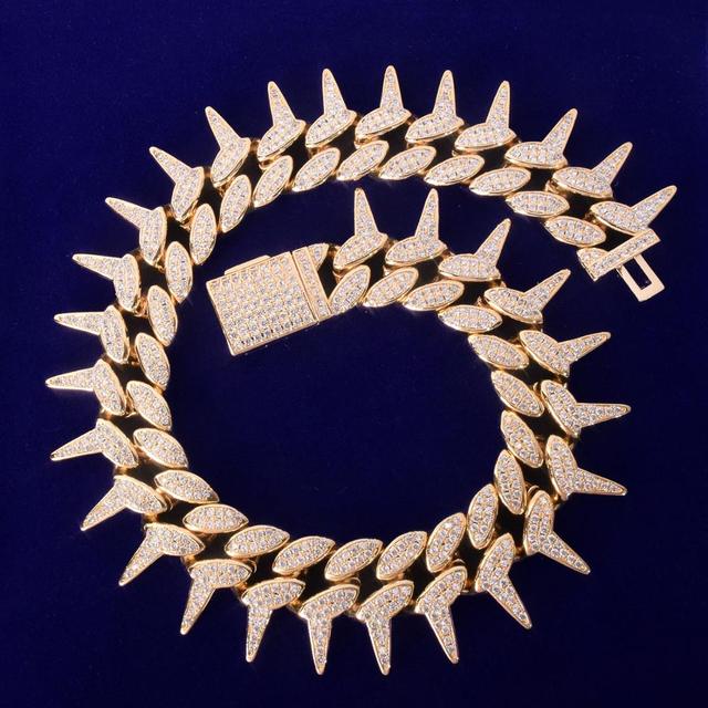 Flooded Ice 24k Yellow 14k White Gold Crown Of Thorns Hip Hop Chain Necklace